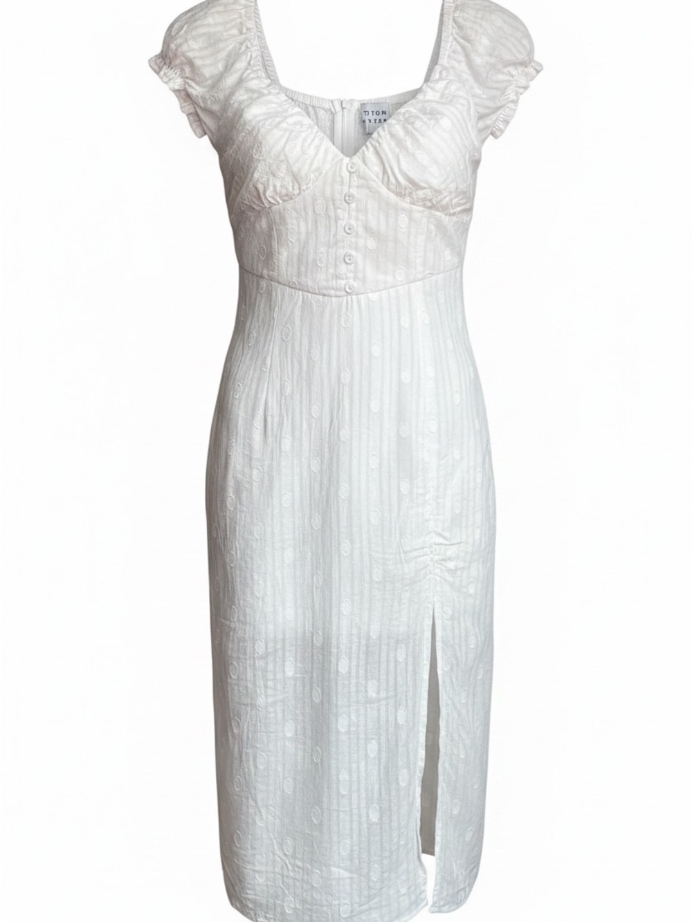 Hello Molly White Milkmaid Dress Cap Puff Sleeves Stunning Stella Dress Midi 6